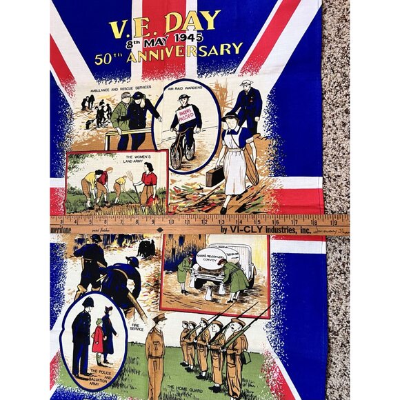 V.E. Day 50th Anniversary 8th May 1945 Commemorative Linen The Home Front Print - Picture 7 of 10